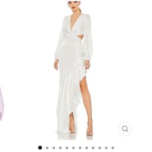 Mac Duggal Cut Out Asymmetrical Ruffled Gown